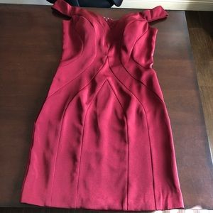 LET’S Off-The-Shoulder Maroon Cocktail Dress.  Size L